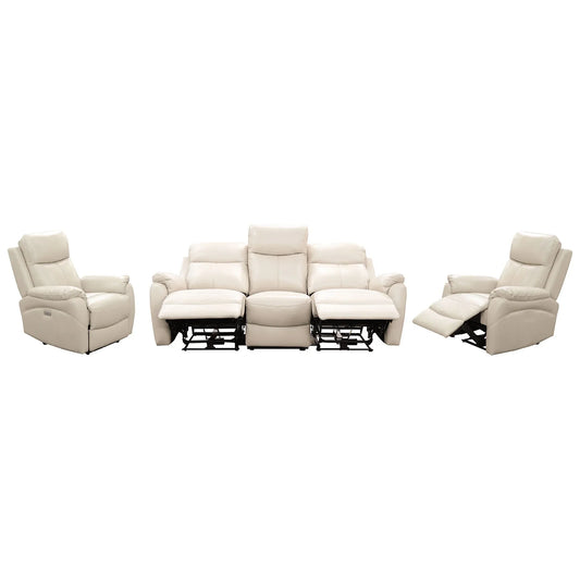 Enzo Leather Electric Recliner Lounge Set - Silver