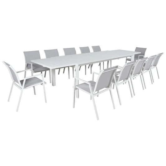 Icaria Outdoor Dining Set Aluminium - White