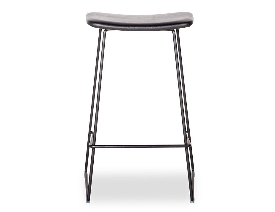Winnie Stool - Italian Black Leather