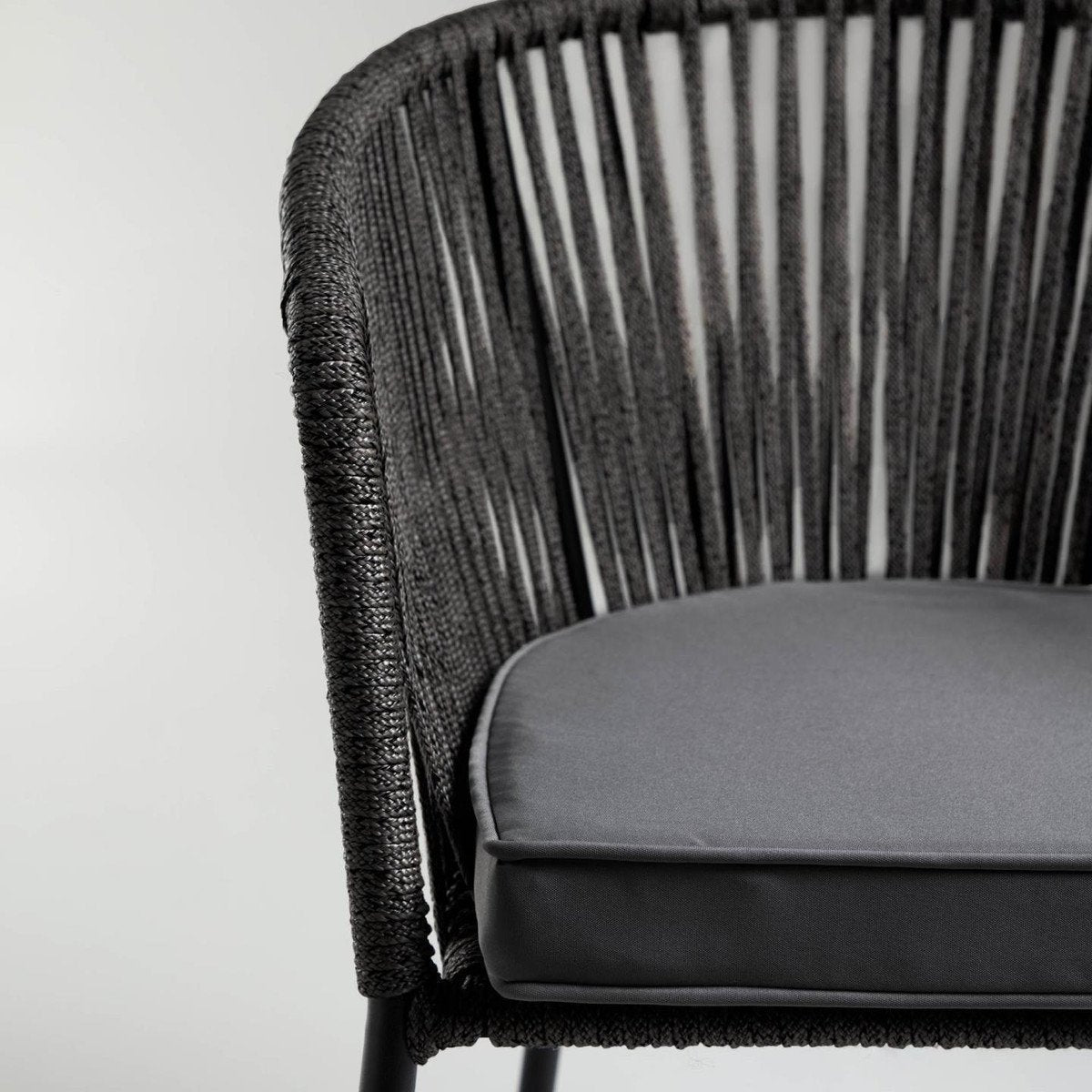 Set of 2 - Yanet Woven Dining Chair - Dark Grey