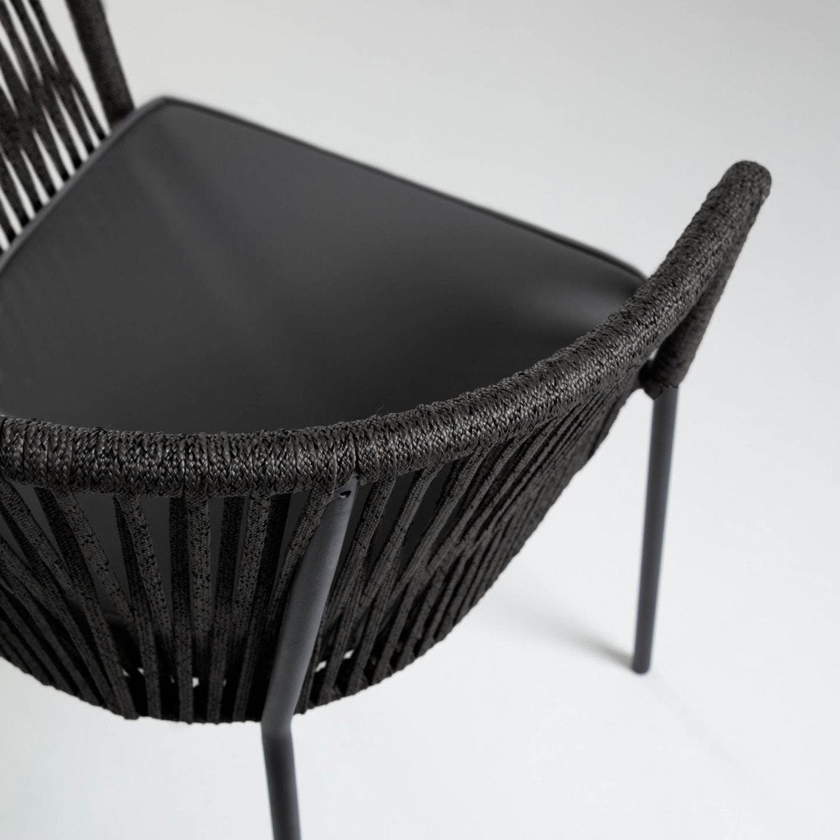 Set of 2 - Yanet Woven Dining Chair - Dark Grey