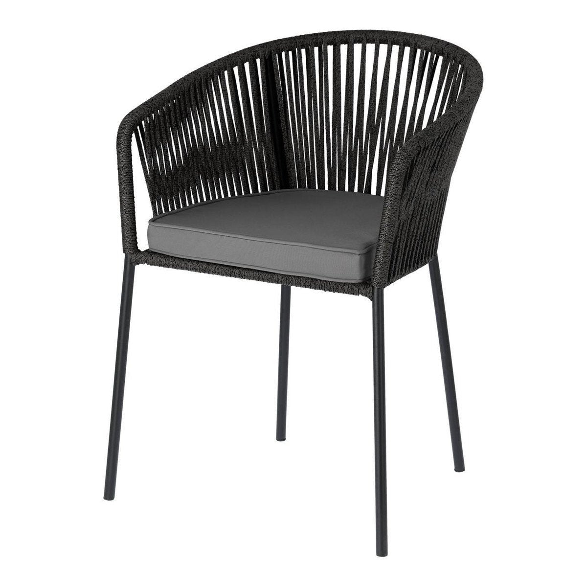 Set of 2 - Yanet Woven Dining Chair - Dark Grey
