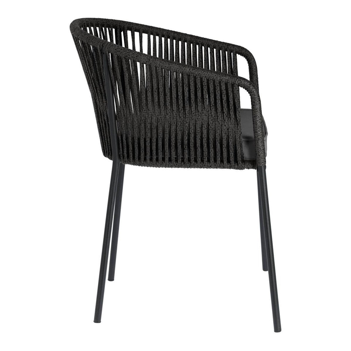 Set of 2 - Yanet Woven Dining Chair - Dark Grey