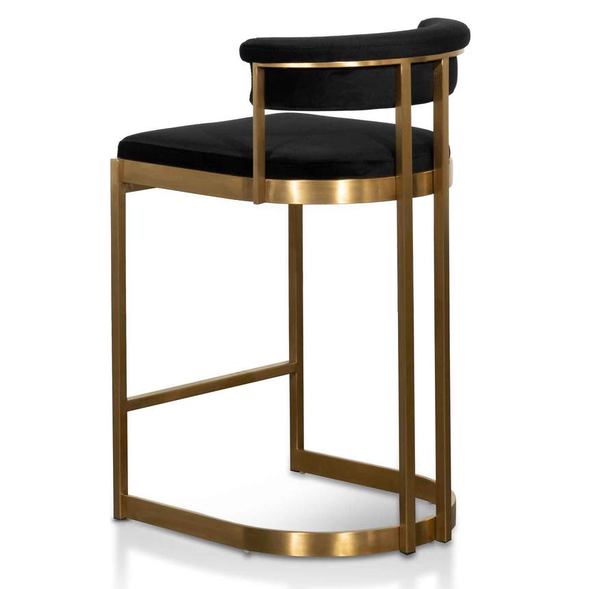 Black Velvet Bar Stool - Golden Base