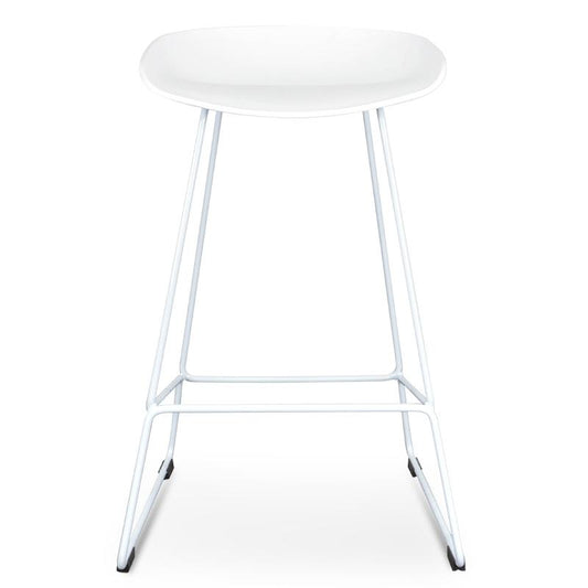 65cm Bar Stool - white Seat With white metal Frame
