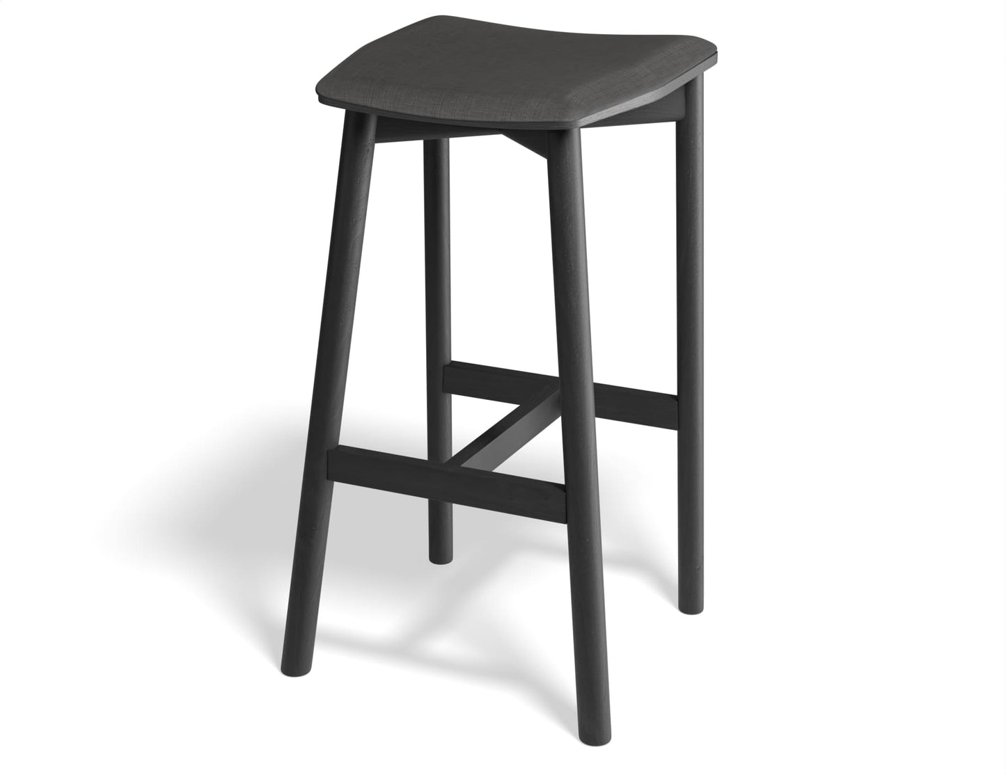 Andi Stool - Black - Backless with Pad - Upholstered Seat