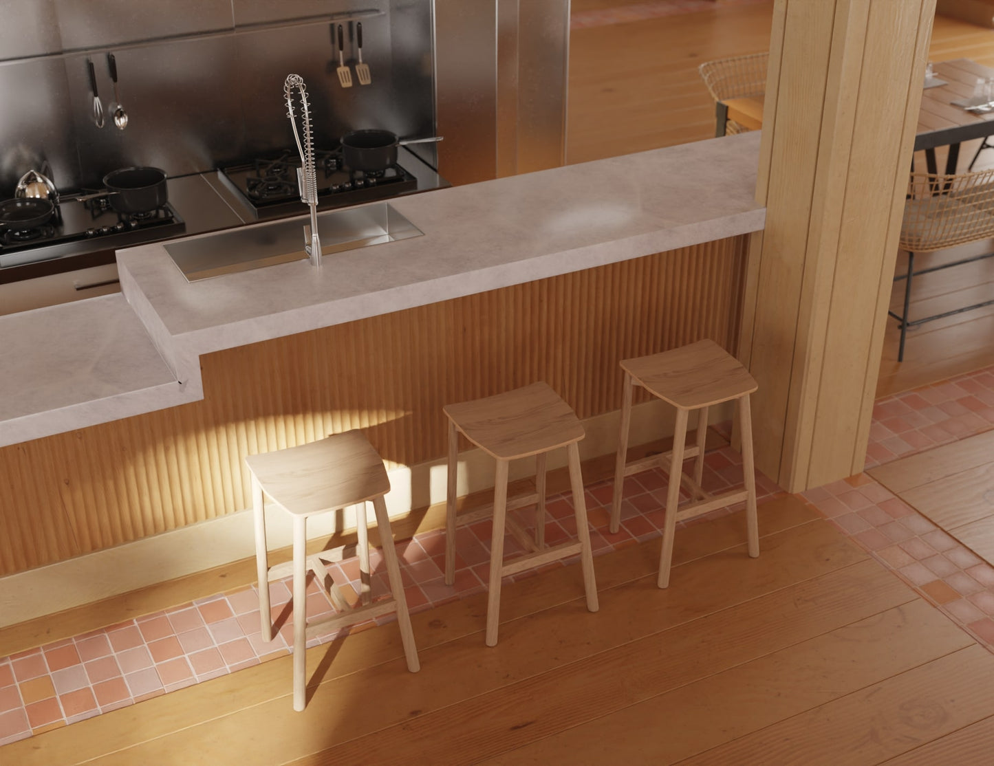 Andi Stool - Natural Finish - Backless