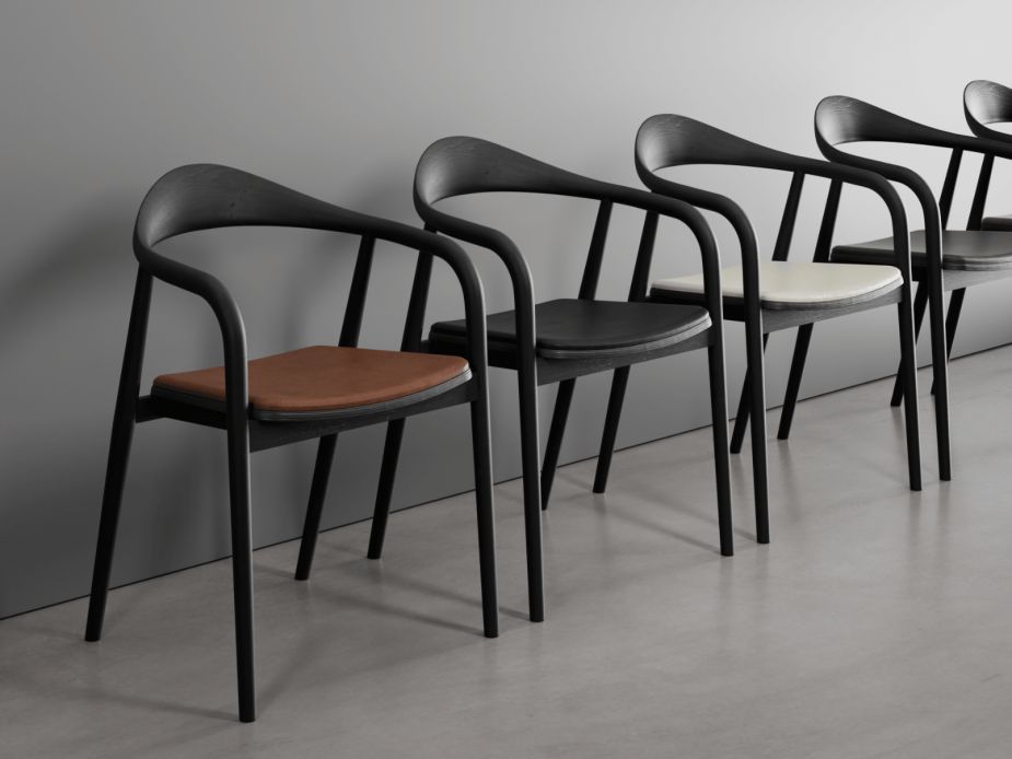 Arki Armchair with Leather Cushion Pad - Black Ash