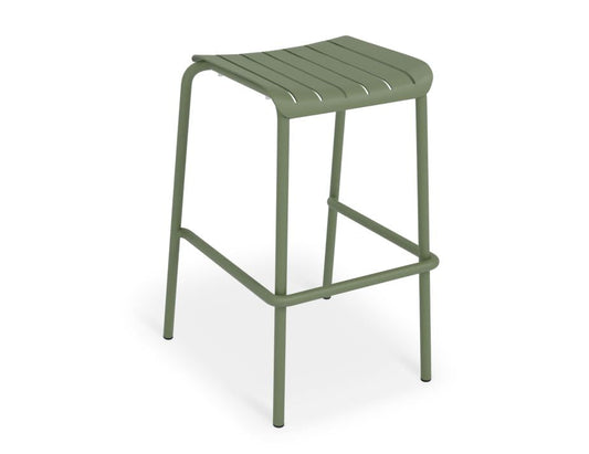 Roku Outdoor Backless Bar Stool in Matt Eucalyptus Green