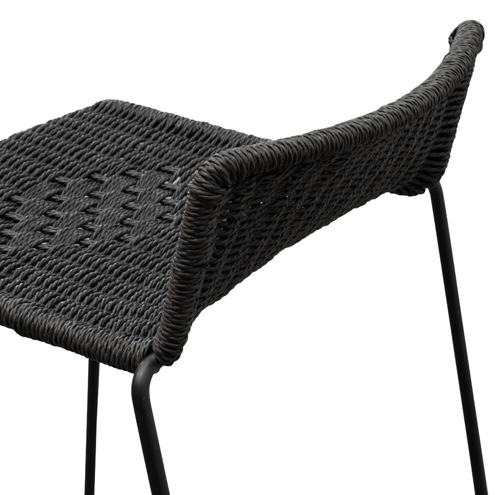 Bailey 65cm Rattan Cord Seat Bar Stool - Black