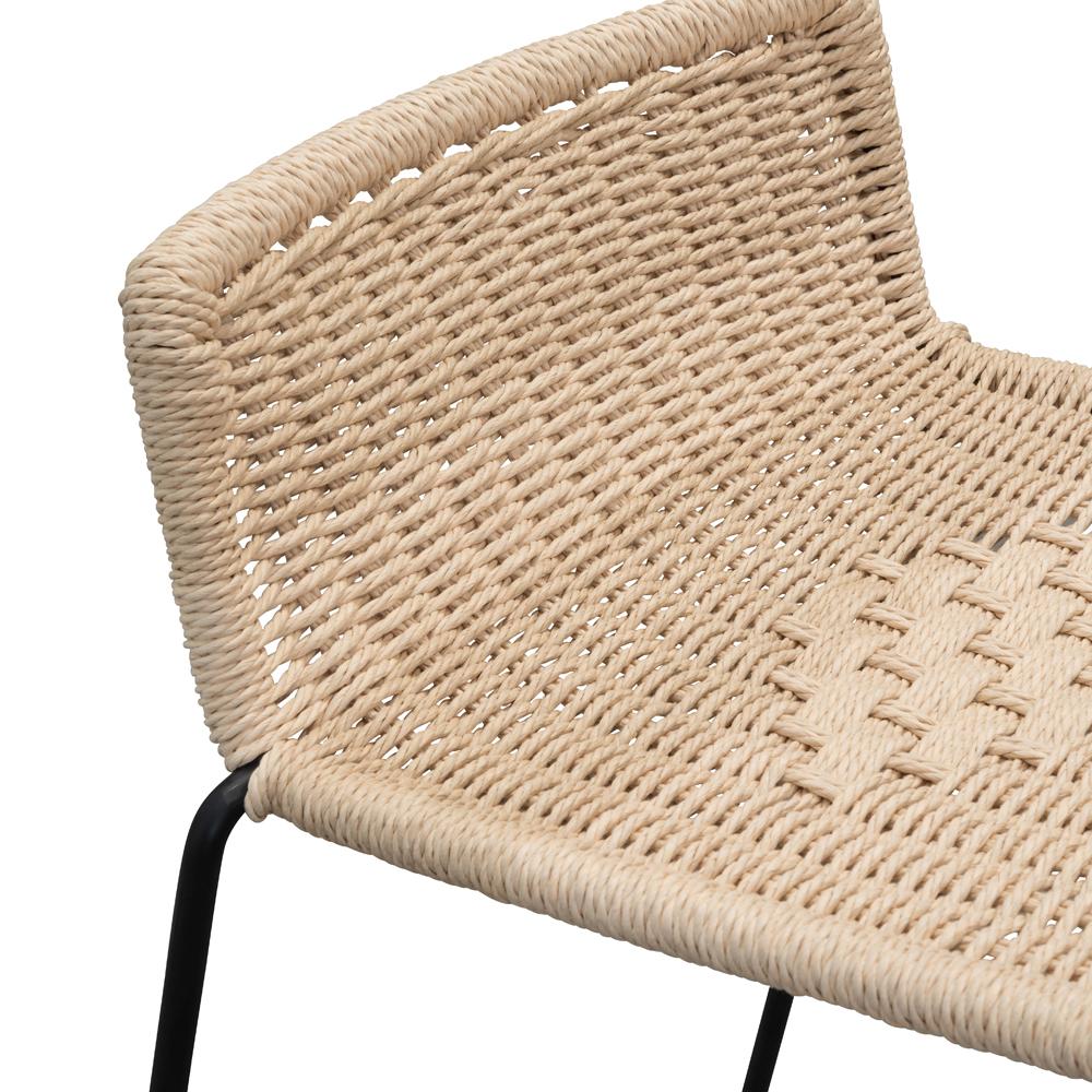 Bailey Bar Stool - Natural Cord Seat - Black Frame
