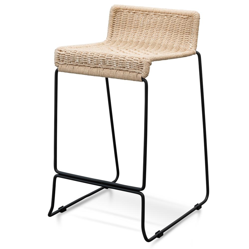 Bailey Bar Stool - Natural Cord Seat - Black Frame