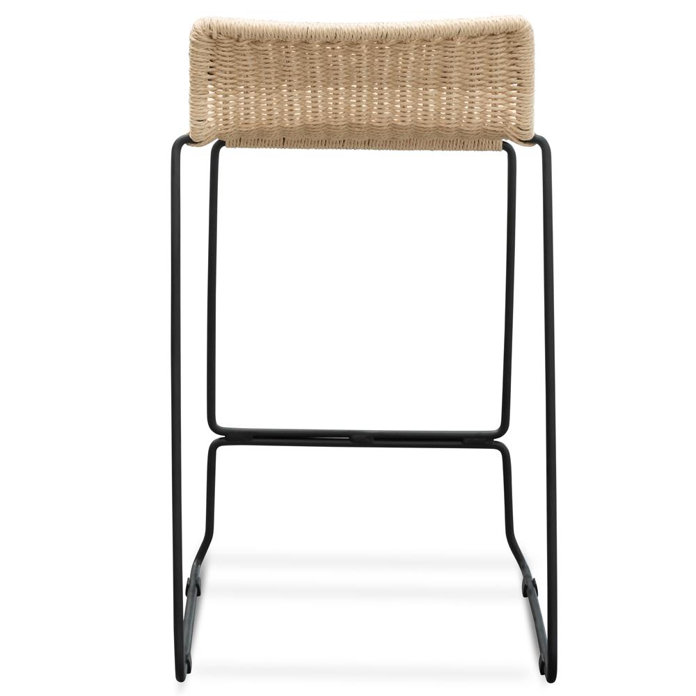 Bailey Bar Stool - Natural Cord Seat - Black Frame