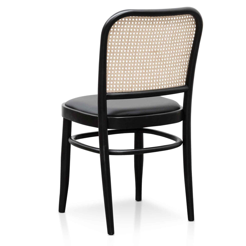 Black Cushion Dining Chair - Natural Rattan(Set of 2)