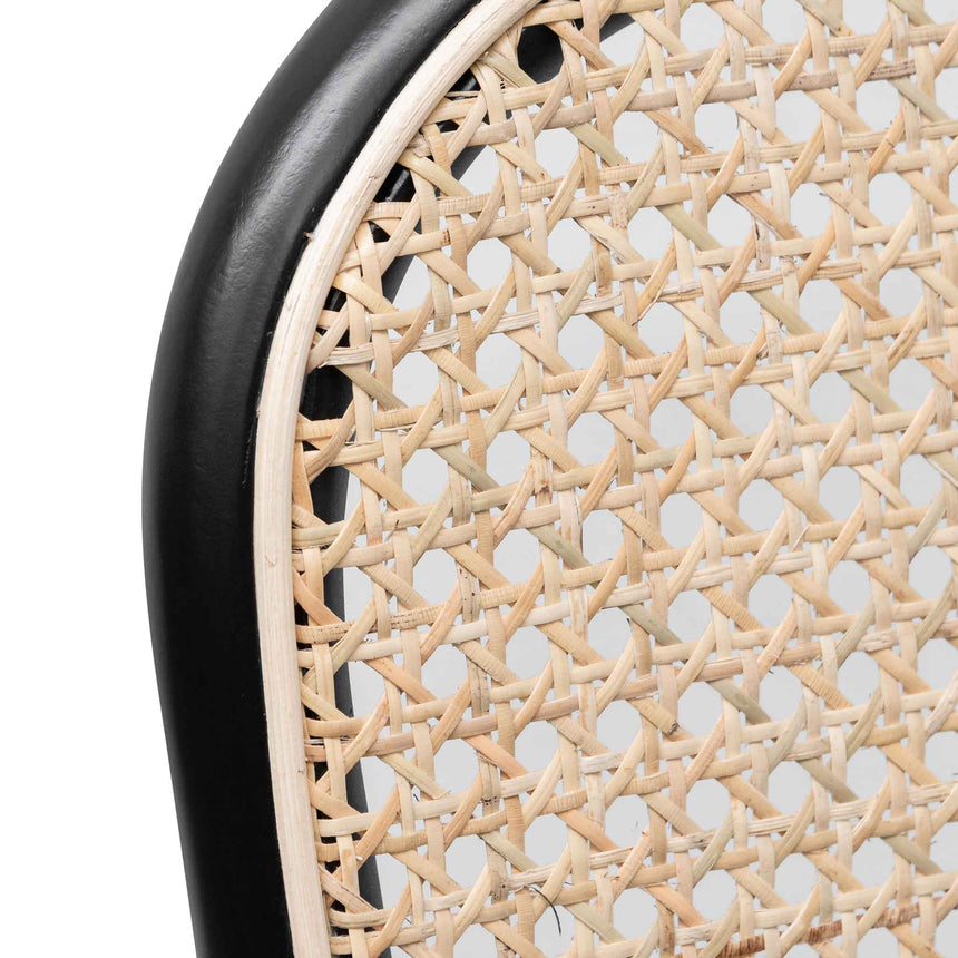 Black Cushion Dining Chair - Natural Rattan(Set of 2)