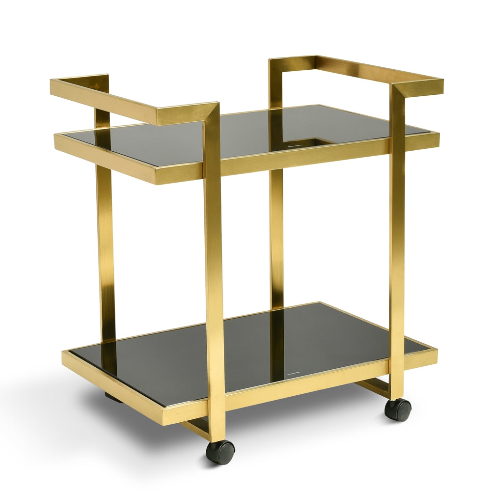 Bar Cart - Tempered Glass - Gold  Base