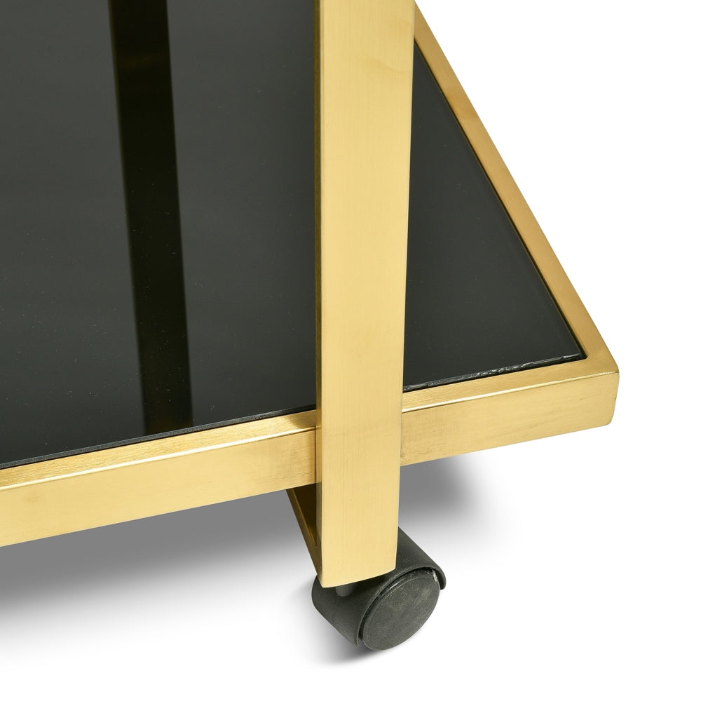 Bar Cart - Tempered Glass - Gold  Base