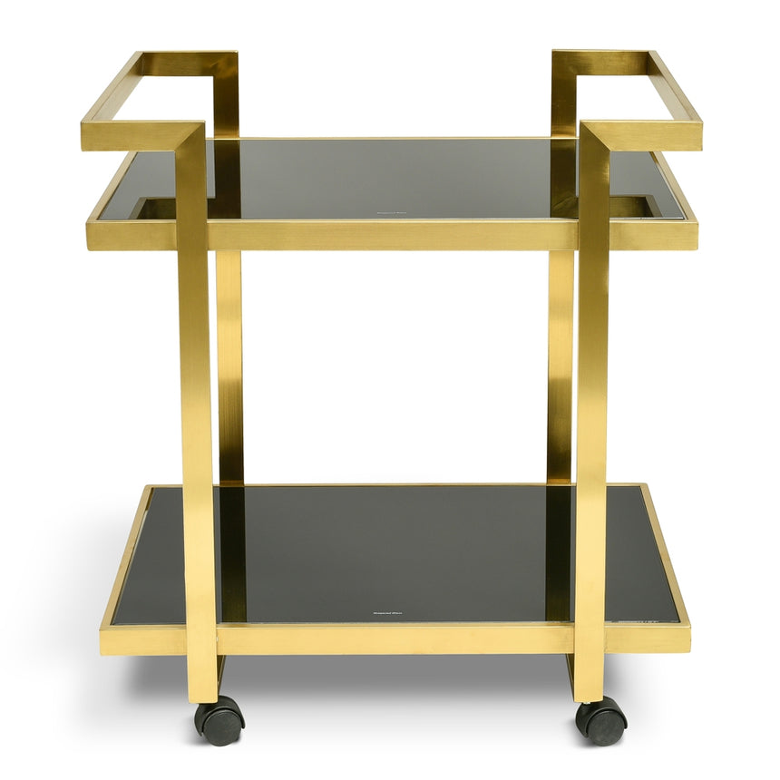 Bar Cart - Tempered Glass - Gold Base