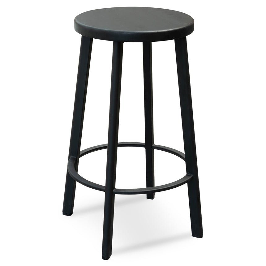 65cm Bar Stool With Black Timber Seat - Black Frame(Set of 2)