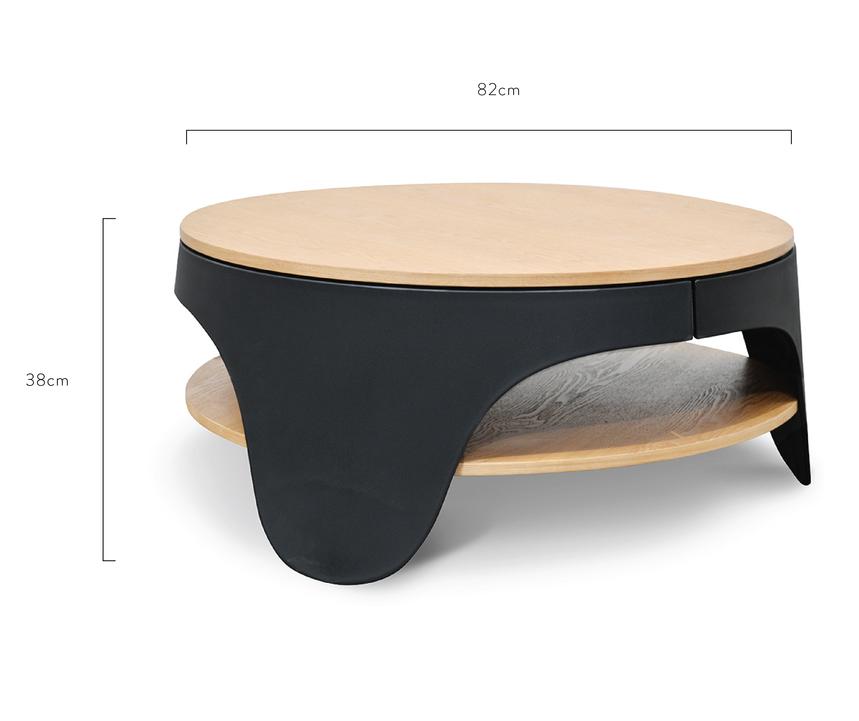 82cm Round Coffee Table - Natural - Black