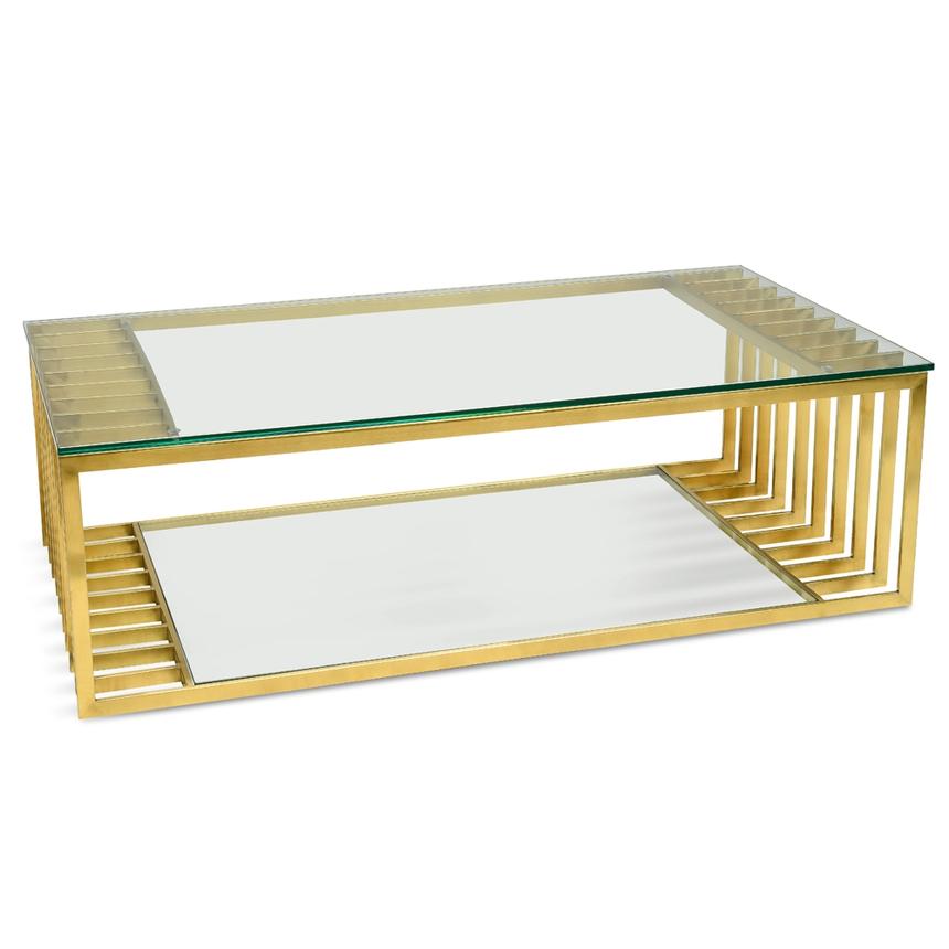 1.3m Glass Coffee Table - Gold Base