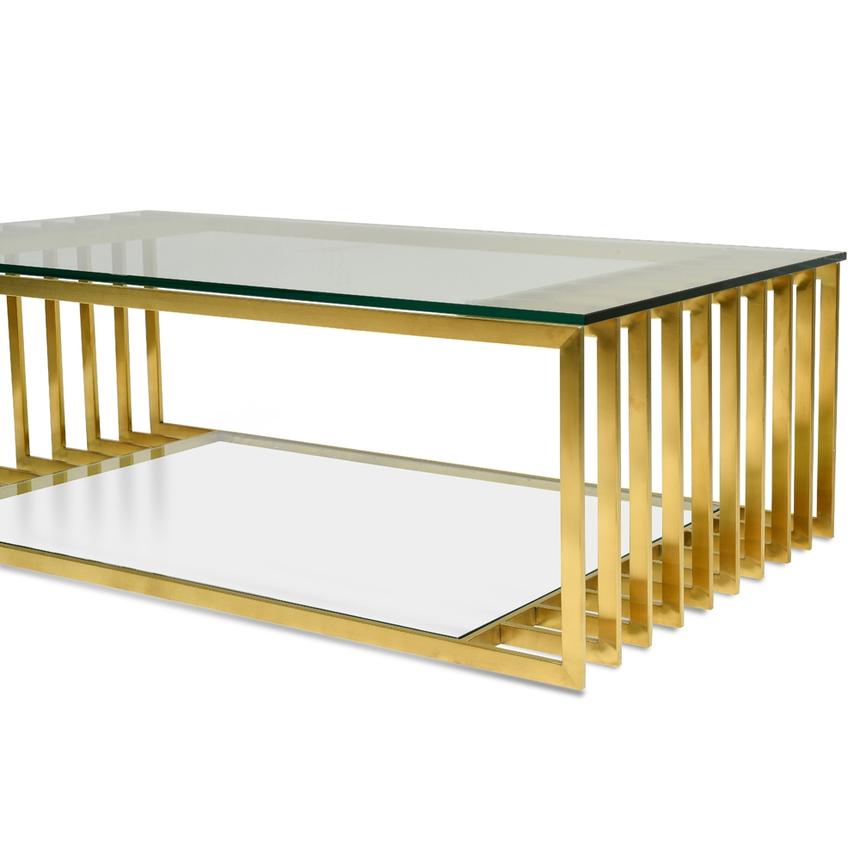 1.3m Glass Coffee Table - Gold Base