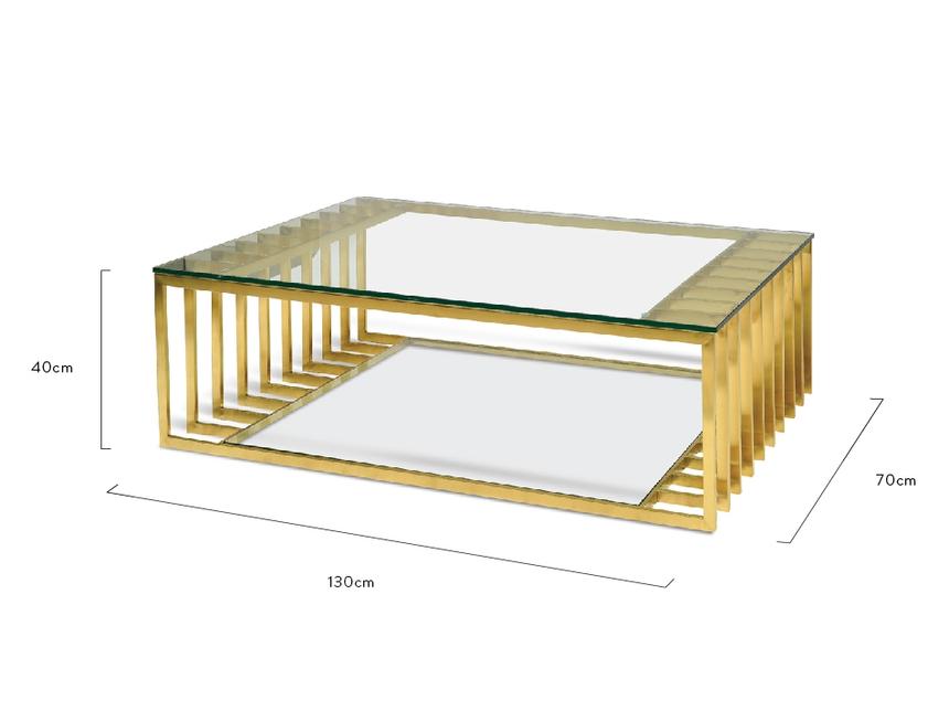 1.3m Glass Coffee Table - Gold Base