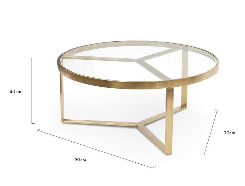 90cm Coffee Table - Brushed Gold Base