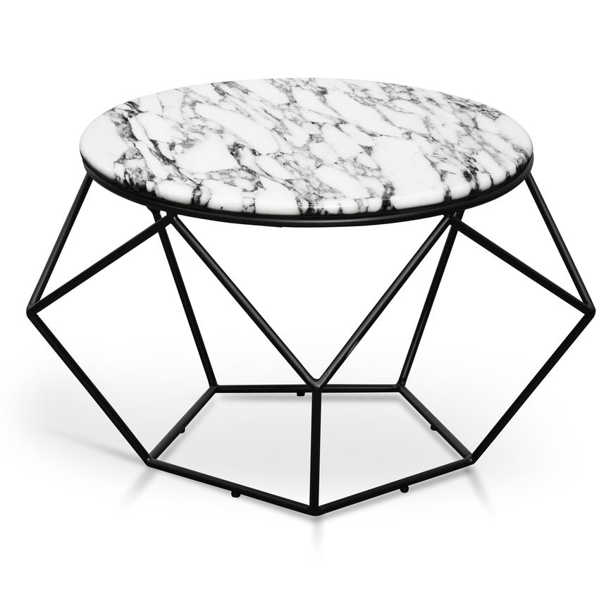 Marble 72cm Coffee Table - Matt Black Base