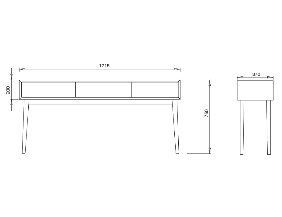 Copenhagen Console Table - 3 Draws - Oak - Extra Long