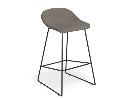 Pop Stool - Black Frame and Fabric Grey Seat - 65cm Kitchen Bench Seat Height