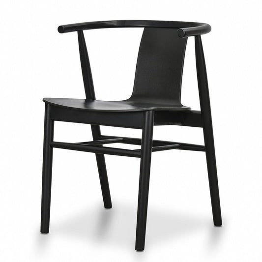 Set of 2 - Dean Wooden Dining Chair - Full Black