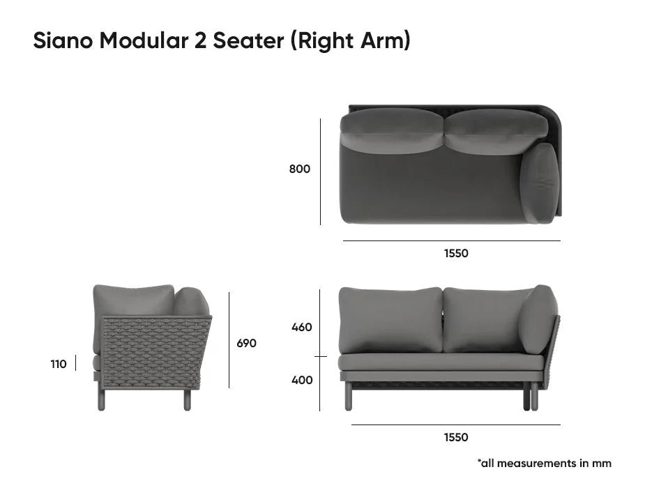 Siano 2-Seater Modular Outdoor Sofa