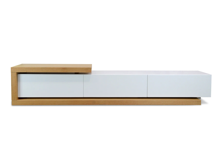 Scandinavian 2.4m-3.07m TV Entertainment Unit - Natural - White