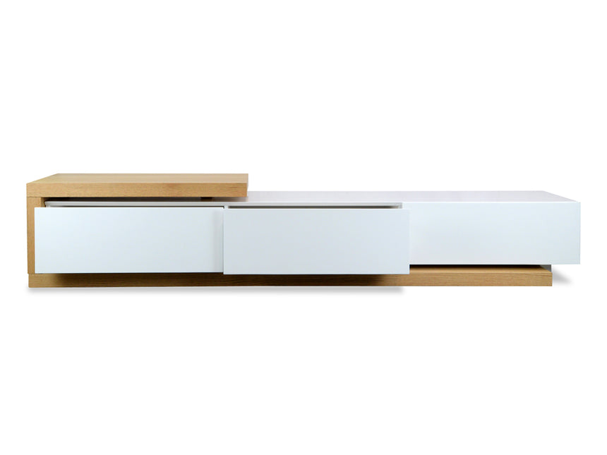 Scandinavian 2.4m-3.07m TV Entertainment Unit - Natural - White