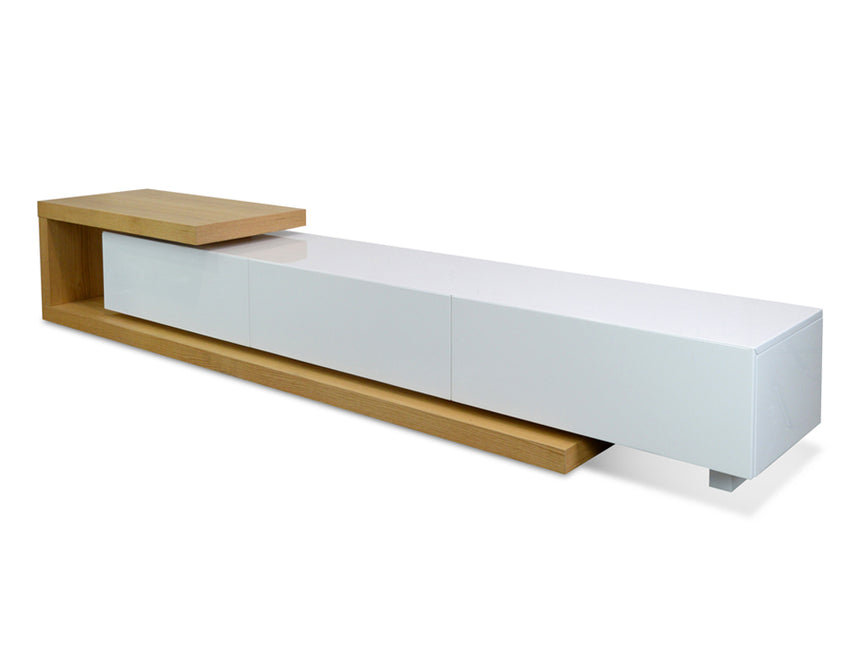 Scandinavian 2.4m-3.07m TV Entertainment Unit - Natural - White