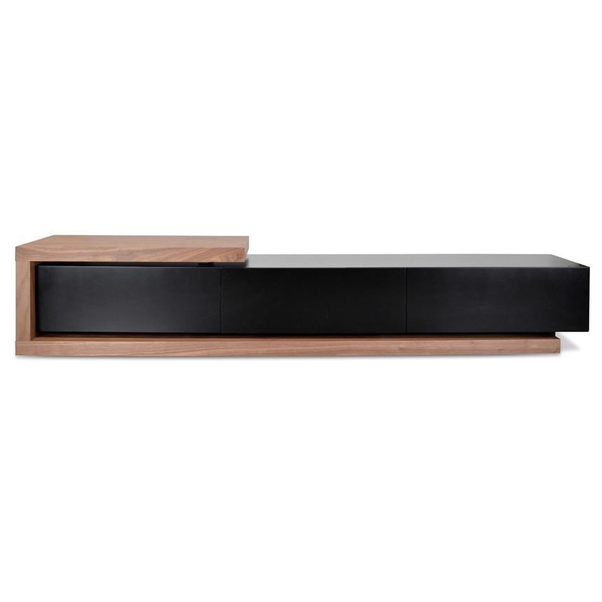 Scandinavian 2.4m-3.07m Lowline Entertainment TV Unit - Walnut - Black