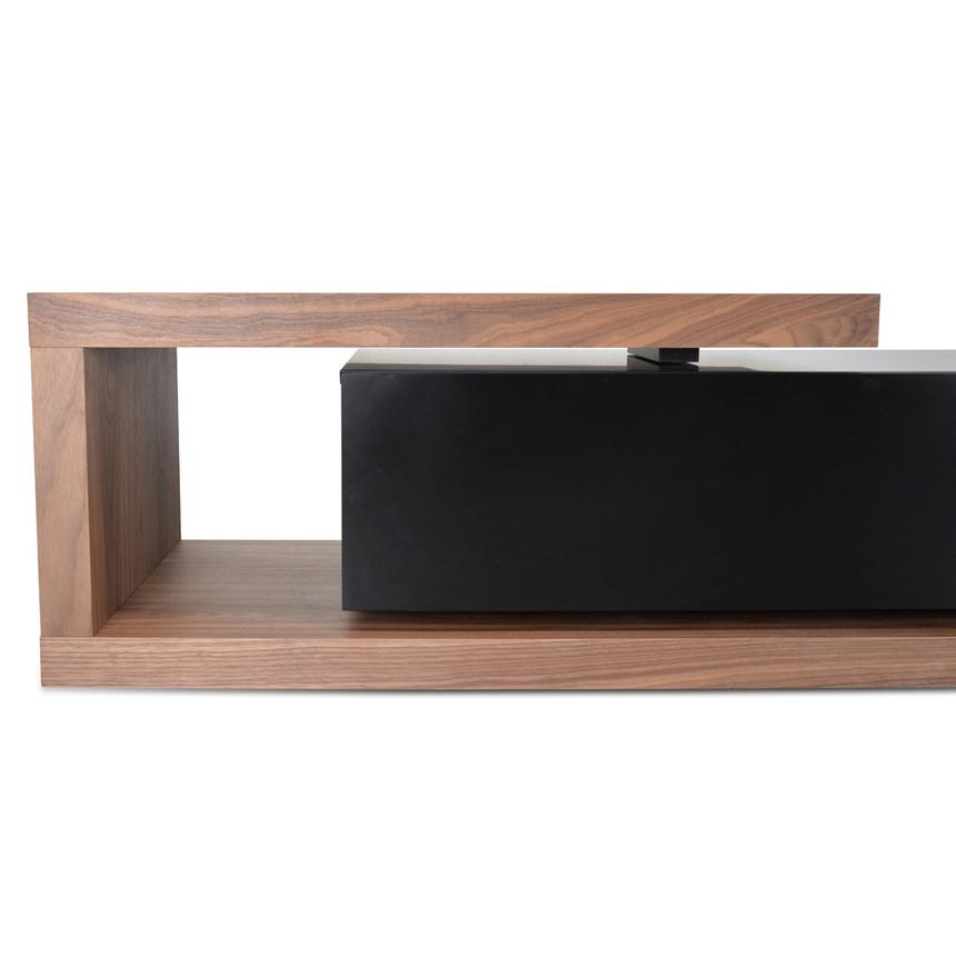 Scandinavian 2.4m-3.07m Lowline Entertainment TV Unit - Walnut - Black
