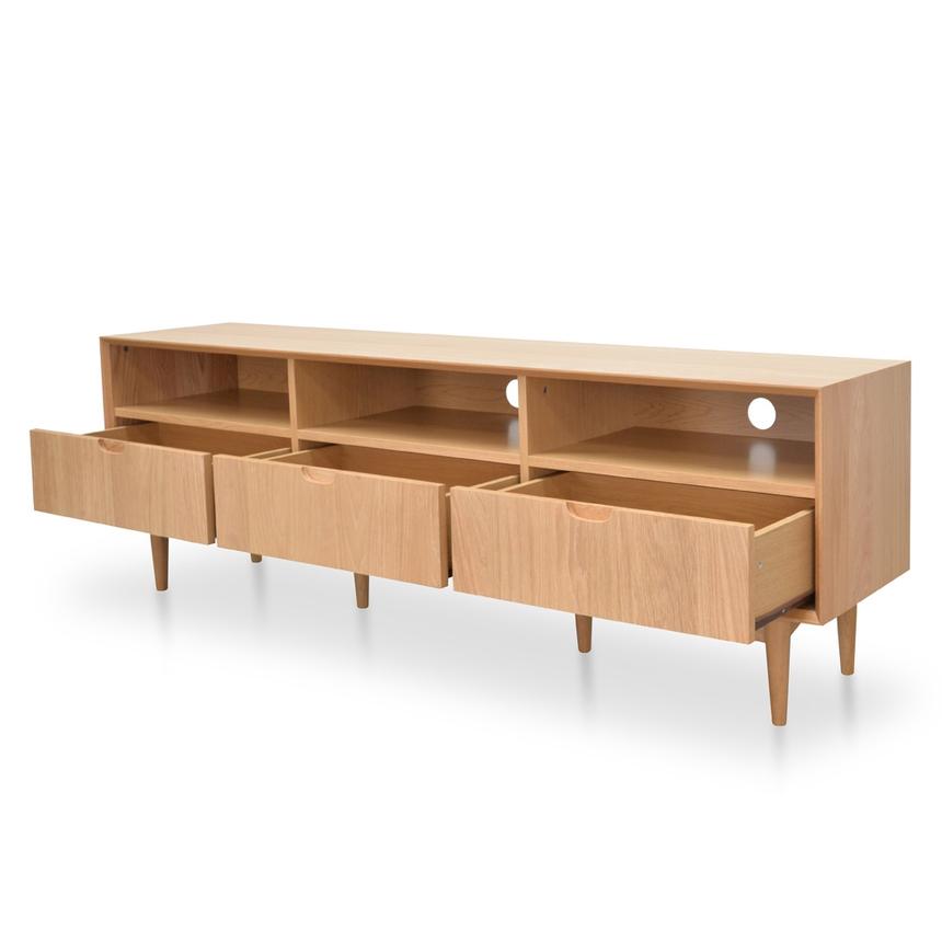 Scandinavian 180cm TV Entertainment Unit With 3 Drawers - Natural