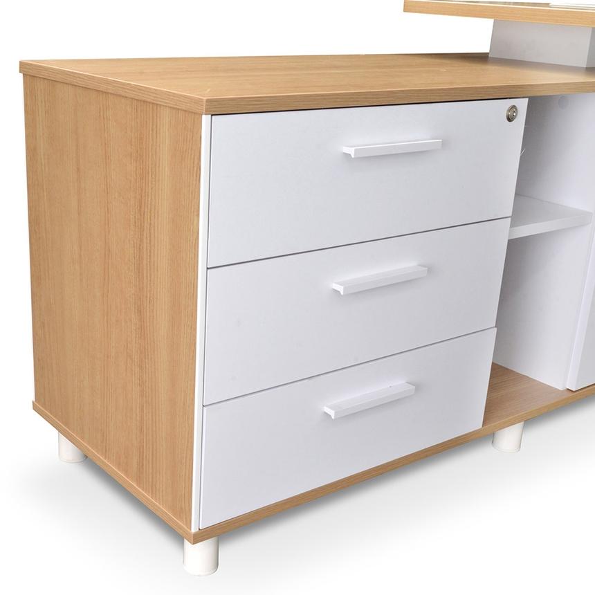 180cm Executive Office Desk With Left Return - Natural