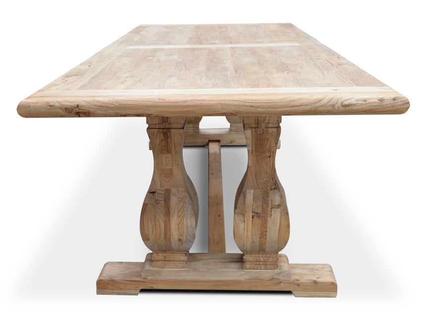 Elm Wood Dining Table 3m - Rustic Natural