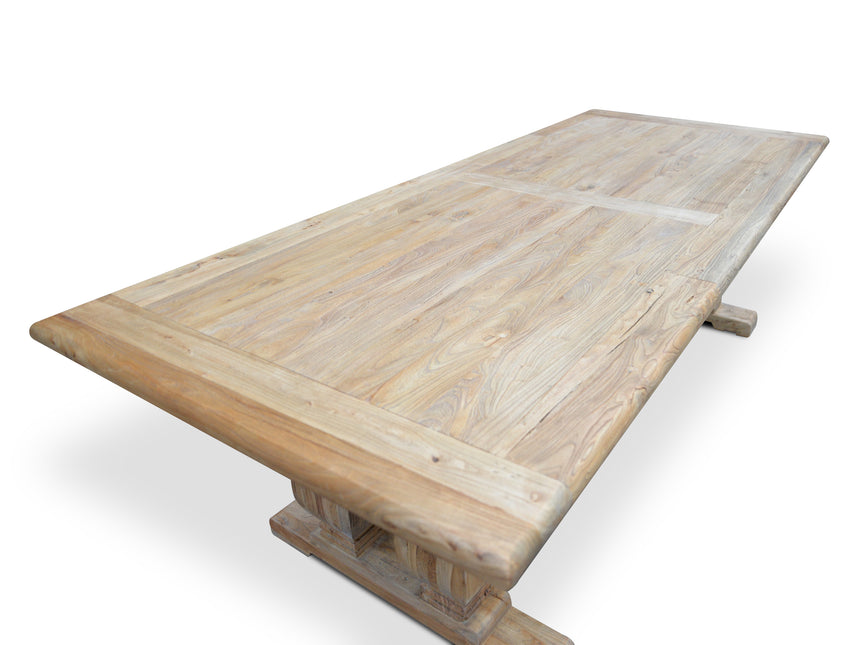 Elm Wood Dining Table 3m - Rustic Natural
