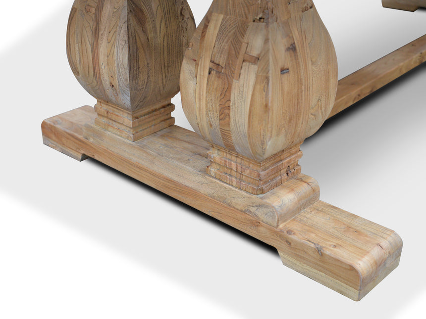 Elm Wood Dining Table 3m - Rustic Natural