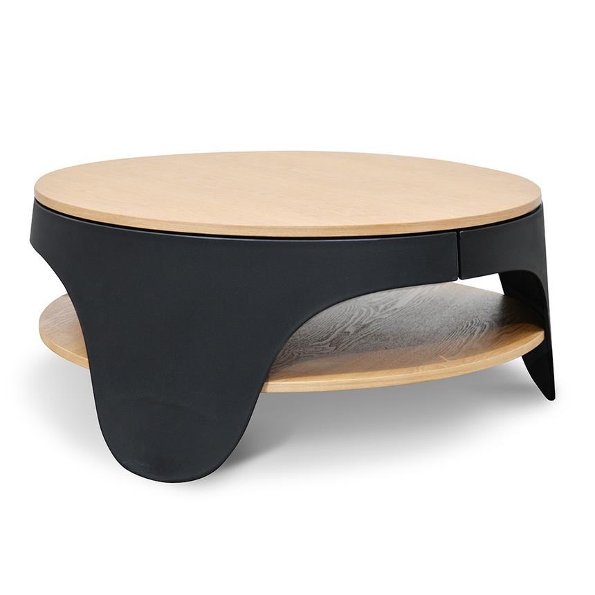82cm Round Coffee Table - Natural - Black