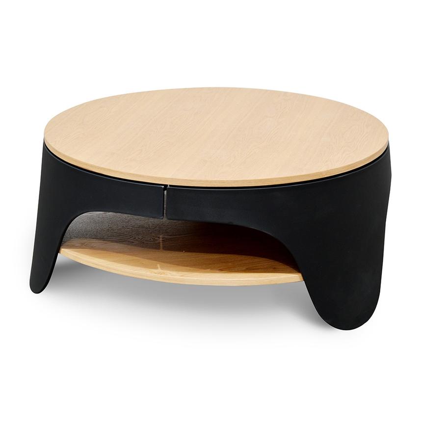 82cm Round Coffee Table - Natural - Black