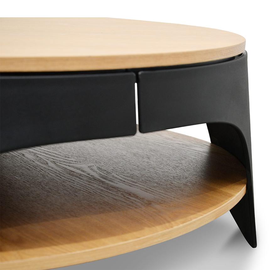 82cm Round Coffee Table - Natural - Black