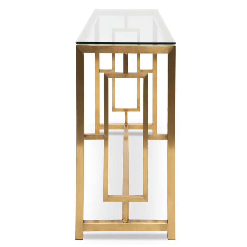 Glass Console table - Brushed Gold Base