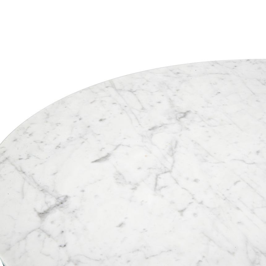 1.15m Round Marble Dining Table - Dark Brown Base