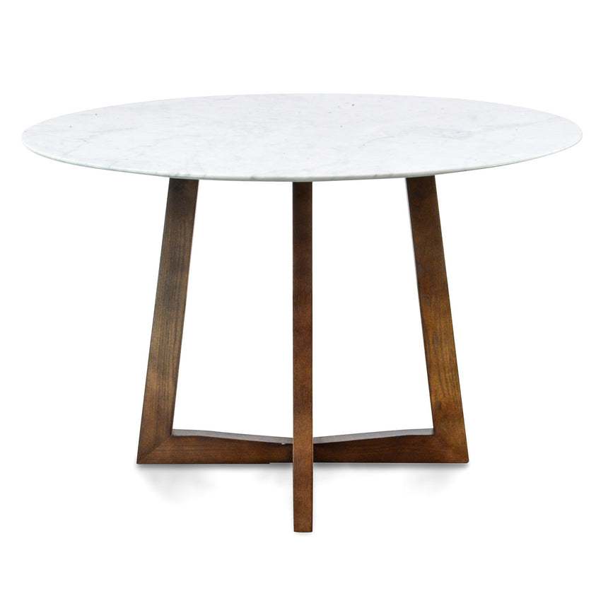 1.15m Round Marble Dining Table - Dark Brown Base