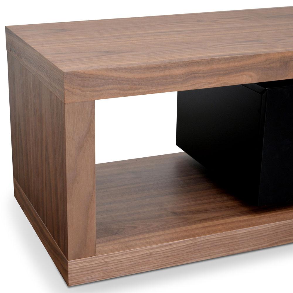Extendable TV Entertainment Unit - Walnut - Black matt